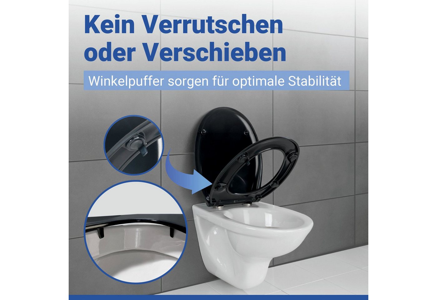WENKO WC-Sitz Rieti, strapazierfähiger Toilettensitz, belastbar bis 350 kg, Absenkautomatik – Bild 4 von 5