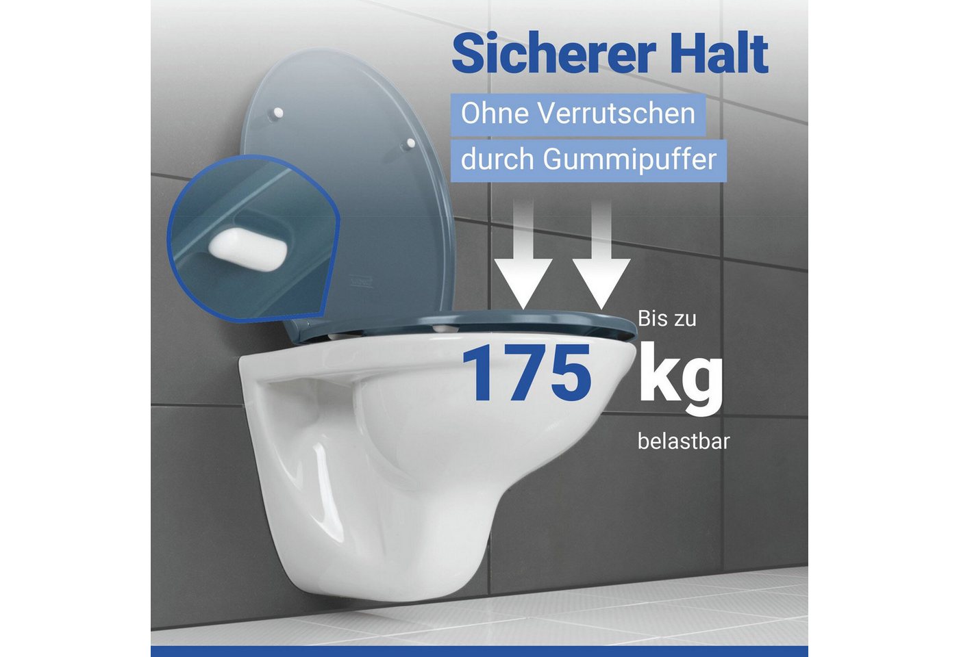 WENKO WC-Sitz Samos Slate Blue – Bild 2 von 5