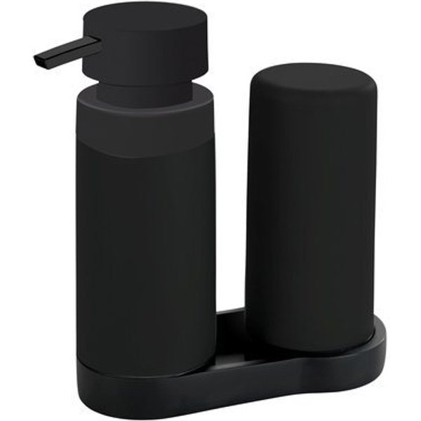 WENKO Zubehöraufbewahrungsständer Modell Easy Squeez-e, Spülstation, Spülmittel- und Seifenspender aus Silikon, je 250 ml
