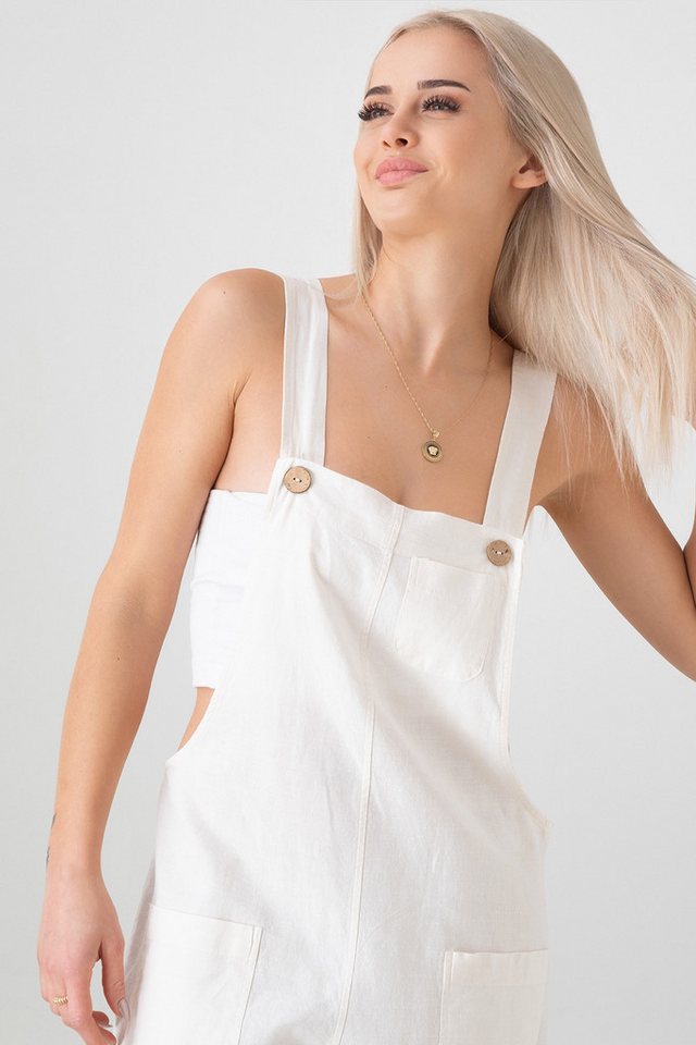 WENOR Jumpsuit Leinen mit Taschen, verstellbar, Overall Gr. 34–46 Naturfaser, Träger mit 3-fach Knopfverstellung – Bild 5 von 5