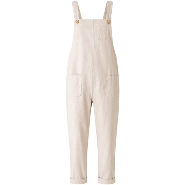 WENOR Jumpsuit Leinen mit Taschen, verstellbar, Overall Gr. 34–46 Naturfaser, Träger mit 3-fach Knopfverstellung