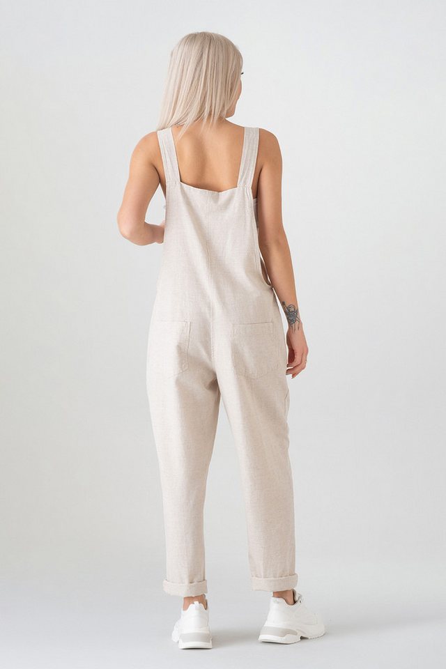 WENOR Jumpsuit Leinen mit Taschen, verstellbar, Overall Gr. 34–46 Naturfaser, Träger mit 3-fach Knopfverstellung – Bild 5 von 5