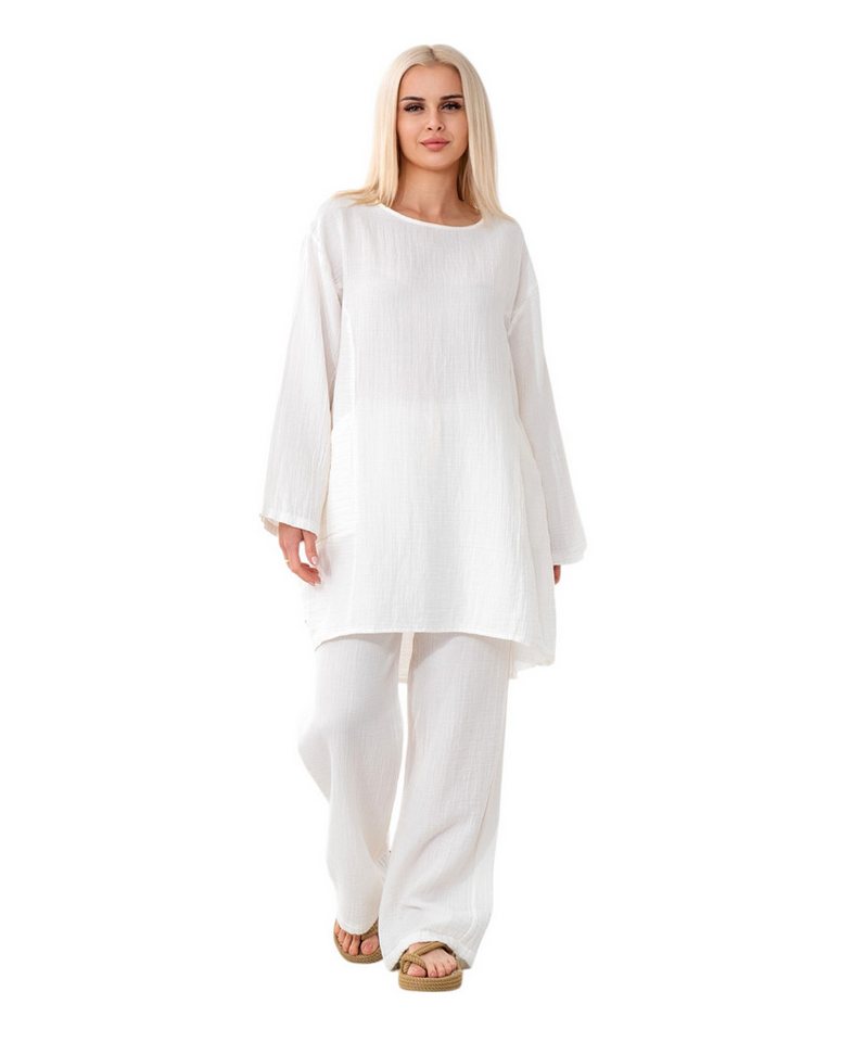WENOR Schlupfbluse Oversize Musselin Einheitsgröße 34–44, 100 % Baumwolle, mit Taschen (1-tlg) Nachhaltiger Baumwollstoff, vielseitig kombinierbar – Bild 2 von 5