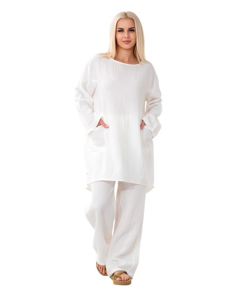 WENOR Schlupfbluse Oversize Musselin Einheitsgröße 34–44, 100 % Baumwolle, mit Taschen (1-tlg) Nachhaltiger Baumwollstoff, vielseitig kombinierbar – Bild 4 von 5