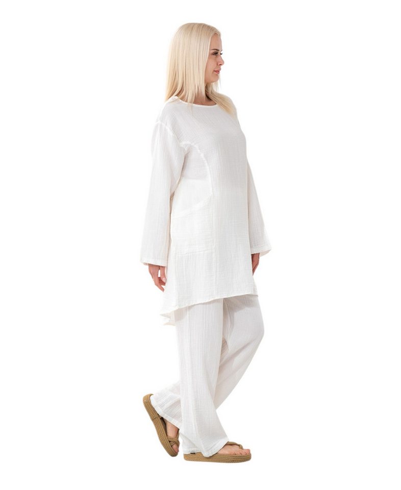 WENOR Schlupfbluse Oversize Musselin Einheitsgröße 34–44, 100 % Baumwolle, mit Taschen (1-tlg) Nachhaltiger Baumwollstoff, vielseitig kombinierbar – Bild 5 von 5