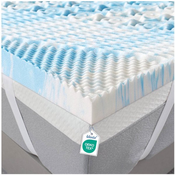 Wenta, Topper Gel-Memory-Schaum, 5-Zonen Matratzentopper, 5 cm hoch, Gel Topper, (weich & anschmiegsam, Bezug abnehmbar und waschbar, rutschfest mit Fixierbände