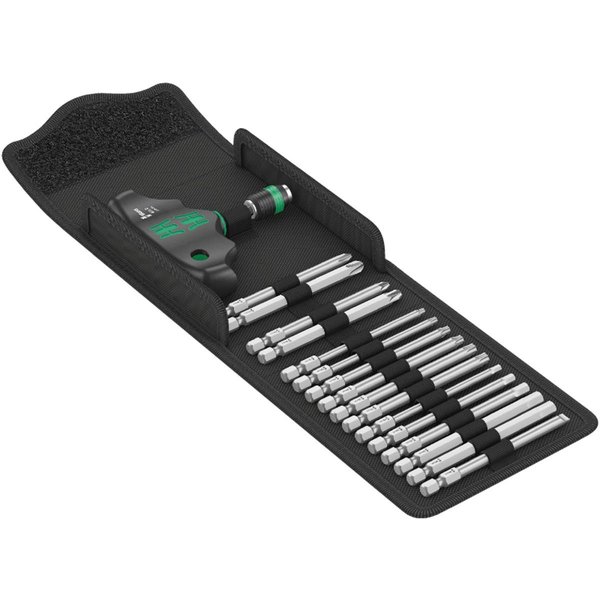 Wera Bit-Schraubendreher Kraftform Kompakt 400, (Set, 17 St., inkl. Falttasche), 17-teilig, 1/4" Außensechskantantrieb, Rapidaptor-Technologie