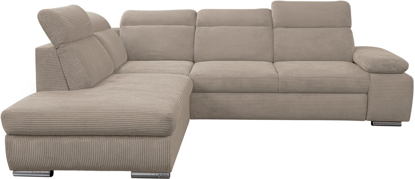 WERK2 Ecksofa Alicante Kopfteilverstellung, Bett & Bettkasten, Cord, L-Form, bequem, Cord, L-Form, XXL, Schlaffunktion, Bettkasten – Bild 2 von 5