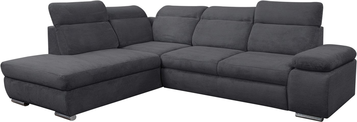 WERK2 Ecksofa Alicante Kopfteilverstellung, Bett & Bettkasten, Cord, L-Form, bequem, Cord, L-Form, XXL, Schlaffunktion, Bettkasten – Bild 4 von 5