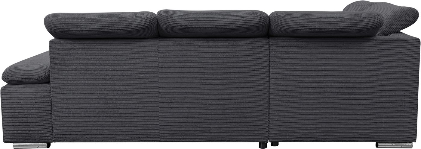 WERK2 Ecksofa Alicante Kopfteilverstellung, Bett & Bettkasten, Cord, L-Form, bequem, Cord, L-Form, XXL, Schlaffunktion, Bettkasten – Bild 5 von 5