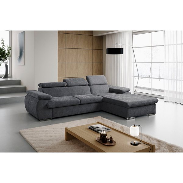WERK2 Ecksofa Cosmo 282 x 192 cm modern & bequem, Multifunktionen, Bettfunktion, Chenille, L-Form, XXL, Schlaffunktion, Bettkasten