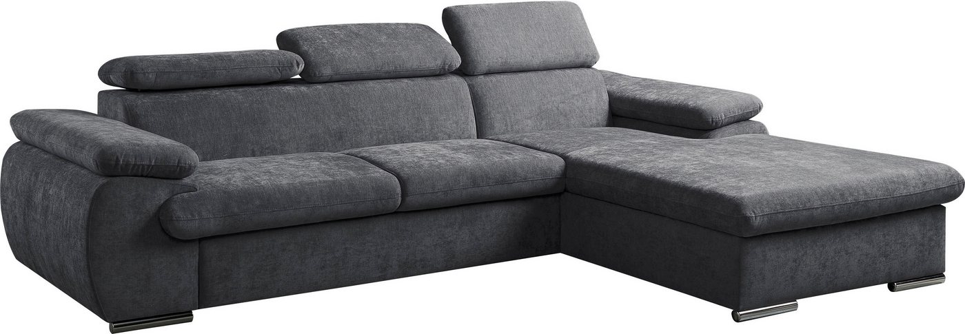 WERK2 Ecksofa Cosmo 282 x 192 cm modern & bequem, Multifunktionen, Bettfunktion, Chenille, L-Form, XXL, Schlaffunktion, Bettkasten – Bild 4 von 5