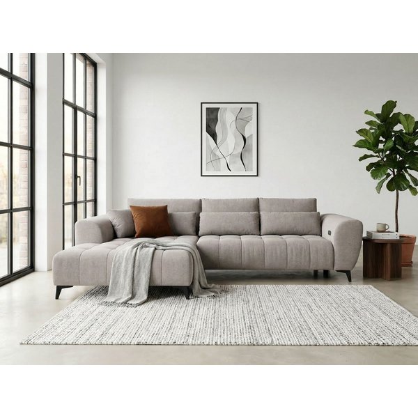 WERK2 Ecksofa Garay inkl. elektr. Sitztiefenverstellung, bodenfrei, viel Platz, Luxus-Microfaser, L-Form, XXL, elektrische Sitztiefenverstellung