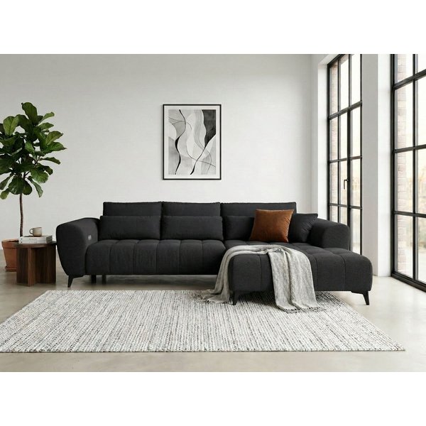 WERK2 Ecksofa Garay inkl. elektr. Sitztiefenverstellung, bodenfrei, viel Platz, Waffelcord, L-Form, XXL, elektrische Sitztiefenverstellung