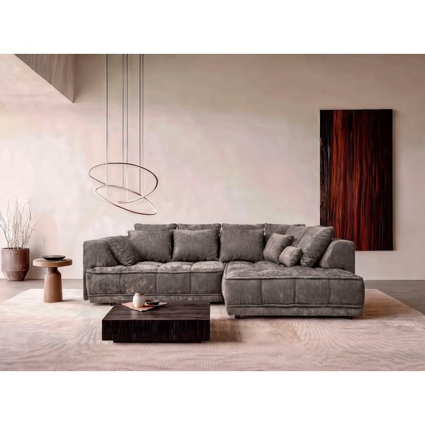 WERK2 Ecksofa Tiga 207 x 286 cm modern & bequem, elektrisch verstellbare Sitztiefe, Struktur weich, L-Form, elektrische Sitztiefenverstellung