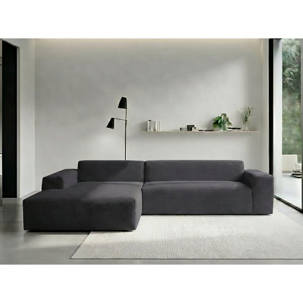 WERK2 Ecksofa Zeus-XL 311 cm breit, bequemes Mega-Sofa in L-Form, große Sitztiefe, Curvy-trend Cord Big-Sofa mit 210 cm XXL-Ottomane für 2 Personen