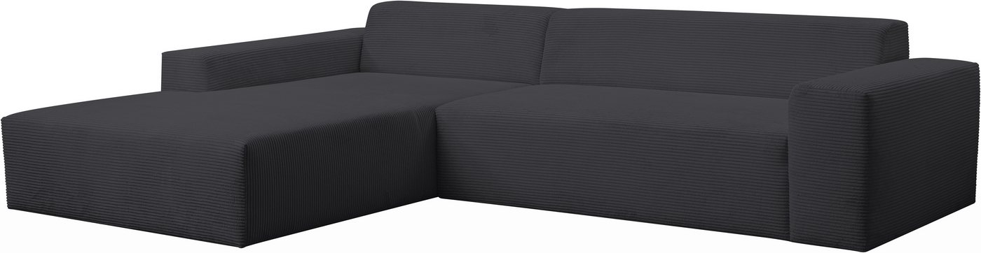 WERK2 Ecksofa Zeus-XL 311 cm breit, bequemes Mega-Sofa in L-Form, große Sitztiefe, Curvy-trend Cord Big-Sofa mit 210 cm XXL-Ottomane für 2 Personen – Bild 4 von 5