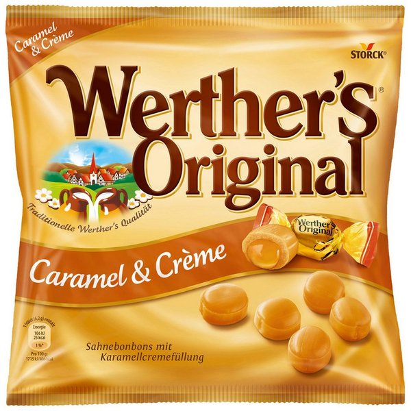 Werther's Süßigkeit, Storck Werthers Original Karamell und Creme Bonbons in der Tüte 225g