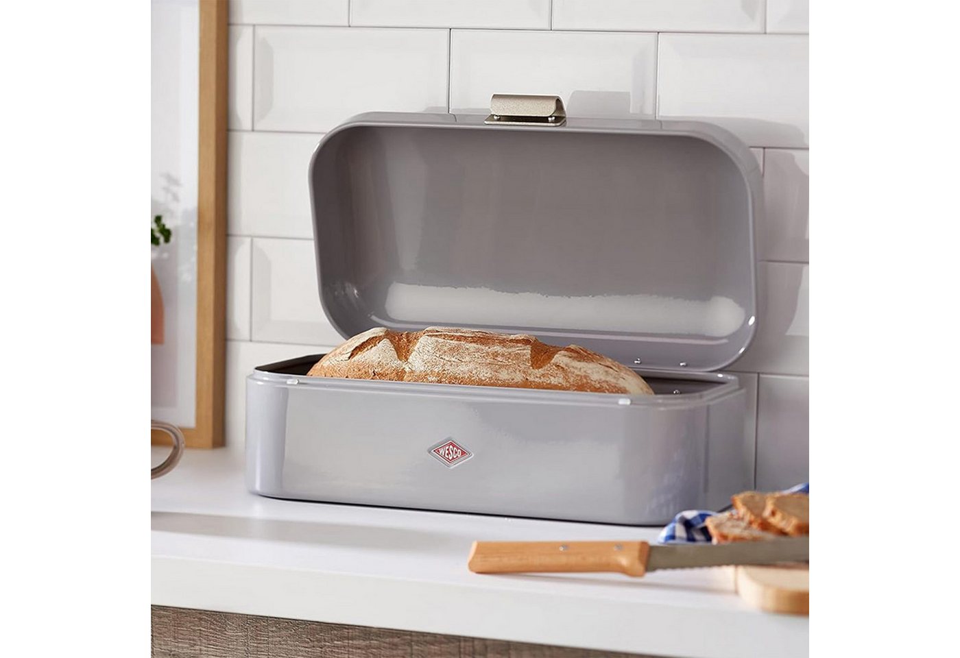 WESCO Brotkasten Grandy - Brotdose, Stahlblech, (1-tlg), Lüftungslöcher auf der Rückseite, Metallschaniere – Bild 4 von 5