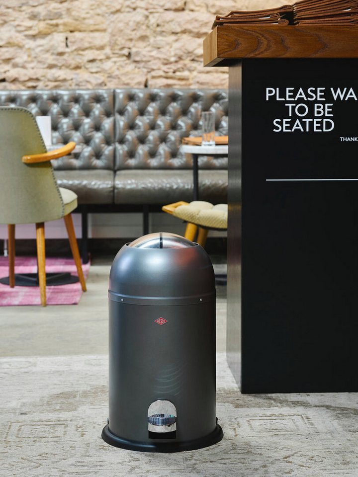 WESCO Mülleimer Kickmaster Junior Abfallsammler mit Dämpfer, mit Kunststoffeinsatz, Klappe, Fußtritt und Bodenring – Bild 4 von 5