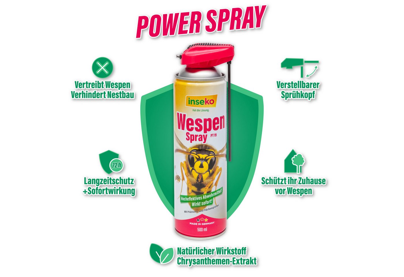 Inseko Wespenspray 2x inseko Wespenspray 500 ml - effektive Sofortwirkung (PT19), 2-St., gegen Wespen & Wespennester – Bild 4 von 5