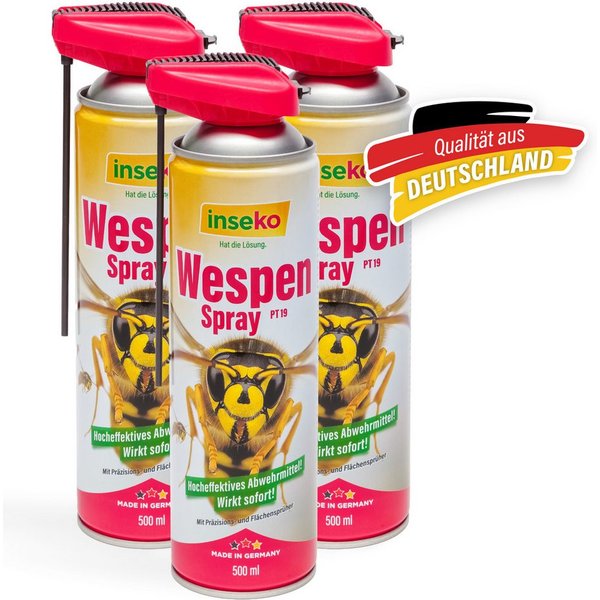 Inseko Wespenspray 3x inseko Wespenspray 500 ml - effektive Sofortwirkung (PT19), 3-St., gegen Wespen & Wespennester