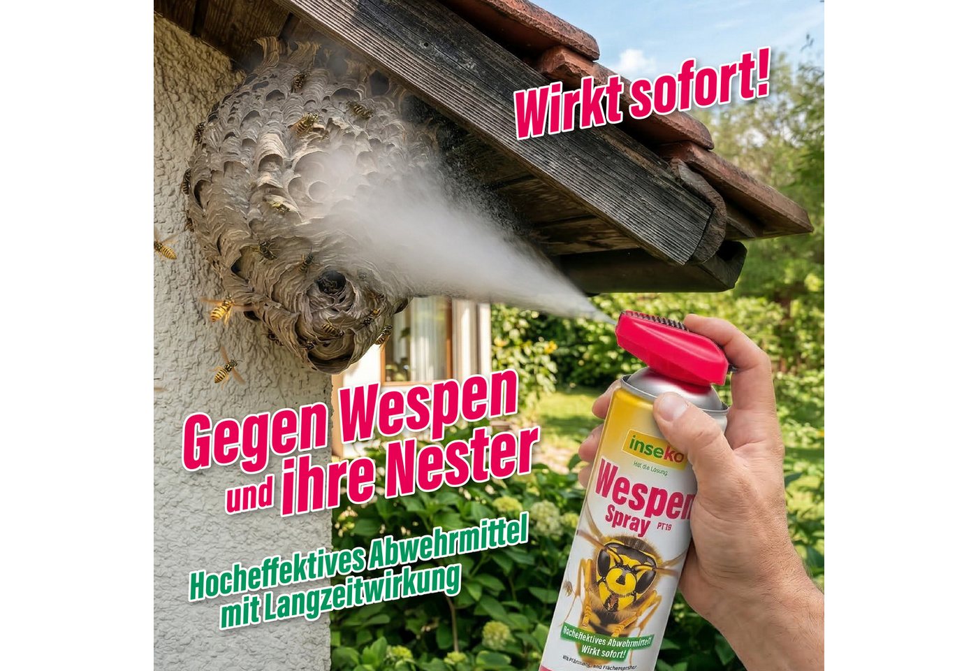 Inseko Wespenspray 3x inseko Wespenspray 500 ml - effektive Sofortwirkung (PT19), 3-St., gegen Wespen & Wespennester – Bild 2 von 5