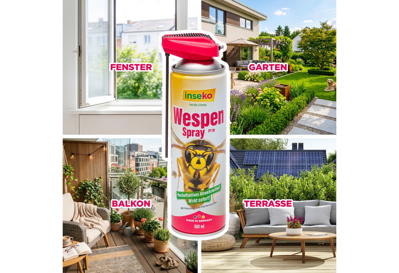 Inseko Wespenspray 3x inseko Wespenspray 500 ml - effektive Sofortwirkung (PT19), 3-St., gegen Wespen & Wespennester – Bild 5 von 5