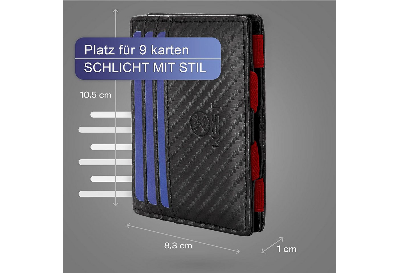 WEST Geldbörse - Magic Wallet mit Münzfach + Geschenkverpackung (magische Geldbörse kompakt & klein - Trick Geldbörse, extra Starke Geldbänder - dünne Geldbörse – Bild 2 von 5