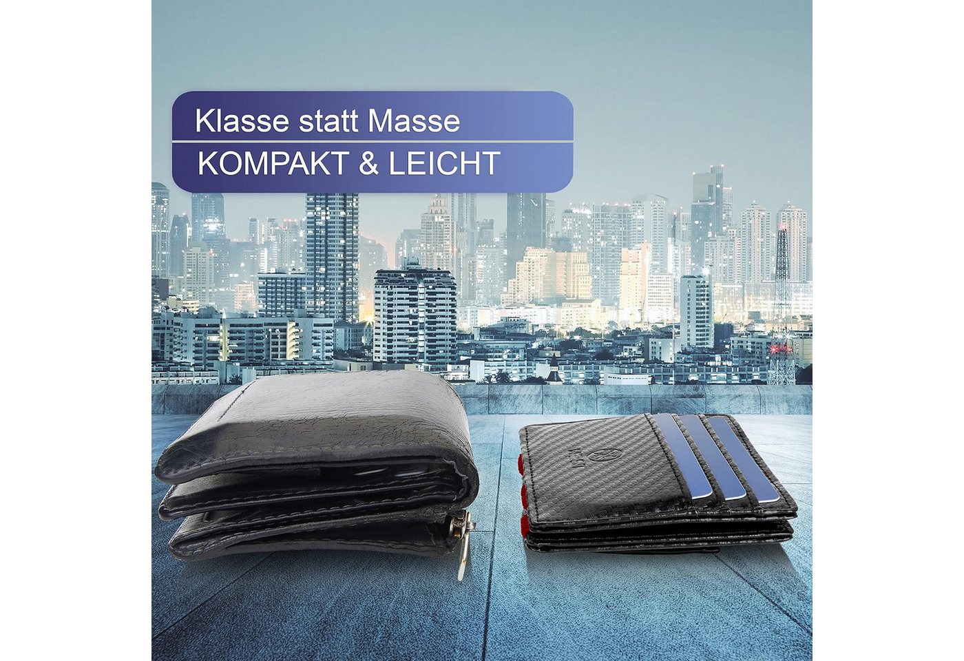WEST Geldbörse - Magic Wallet mit Münzfach + Geschenkverpackung (magische Geldbörse kompakt & klein - Trick Geldbörse, extra Starke Geldbänder - dünne Geldbörse – Bild 4 von 5