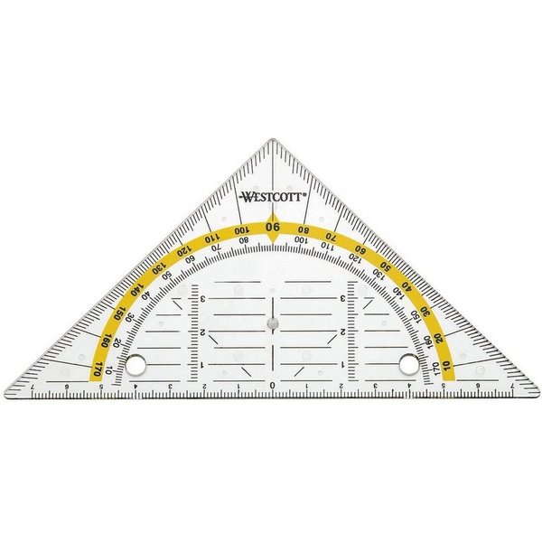 WESTCOTT Geodreieck, mit integrierter Abheftlochung, 14 cm Hypotenuse