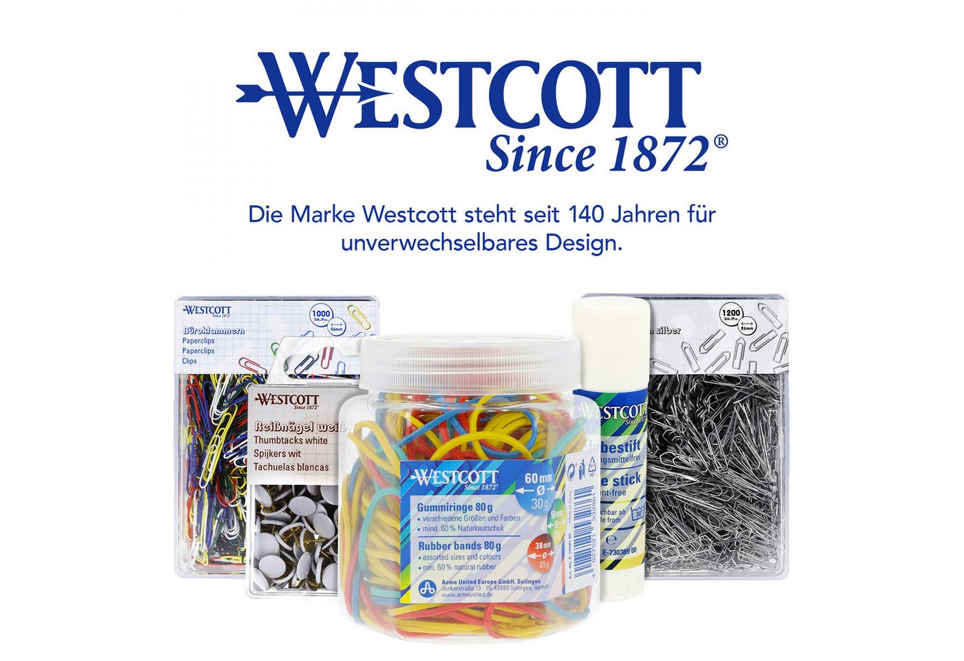 WESTCOTT Gummiband Gummibänder 80g, Bunte Gummiringe, Haushaltsgummis ⌀ 60mm, 50mm & 38mm, Mind. 60% Naturkautschuk – Bild 5 von 5