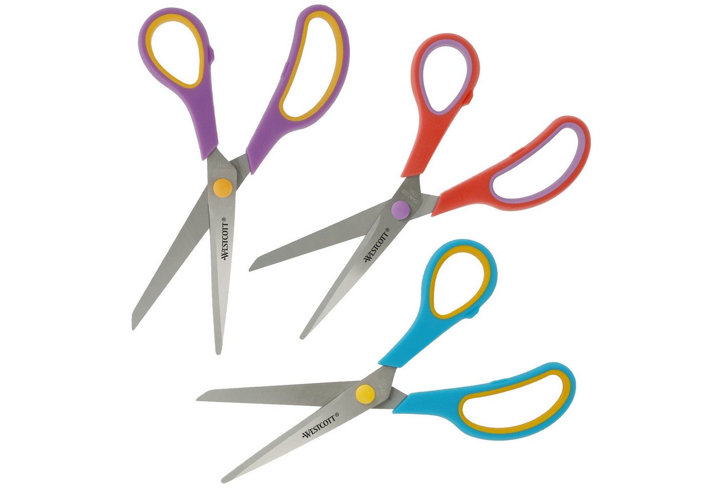 WESTCOTT Scheren-Set Easy Grip Scheren 3 Stück, Universalscheren 20,1cm mit Komfort-Griff, (Vorteilspack, 3-tlg), Extrascharfe & langlebige Edelstahlklinge – Bild 3 von 5