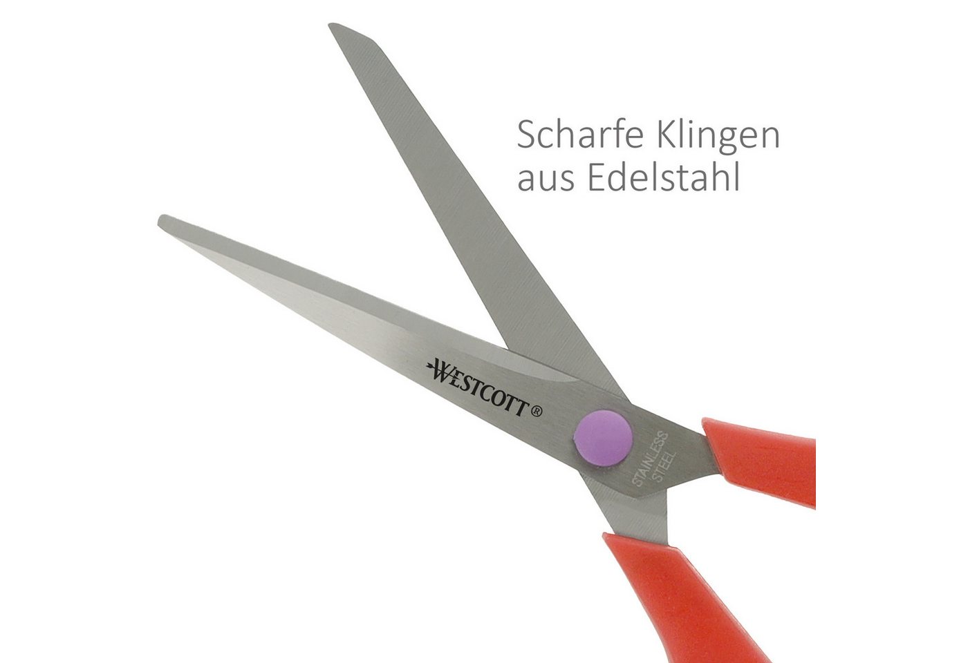 WESTCOTT Scheren-Set Easy Grip Scheren 3 Stück, Universalscheren 20,1cm mit Komfort-Griff, (Vorteilspack, 3-tlg), Extrascharfe & langlebige Edelstahlklinge – Bild 4 von 5