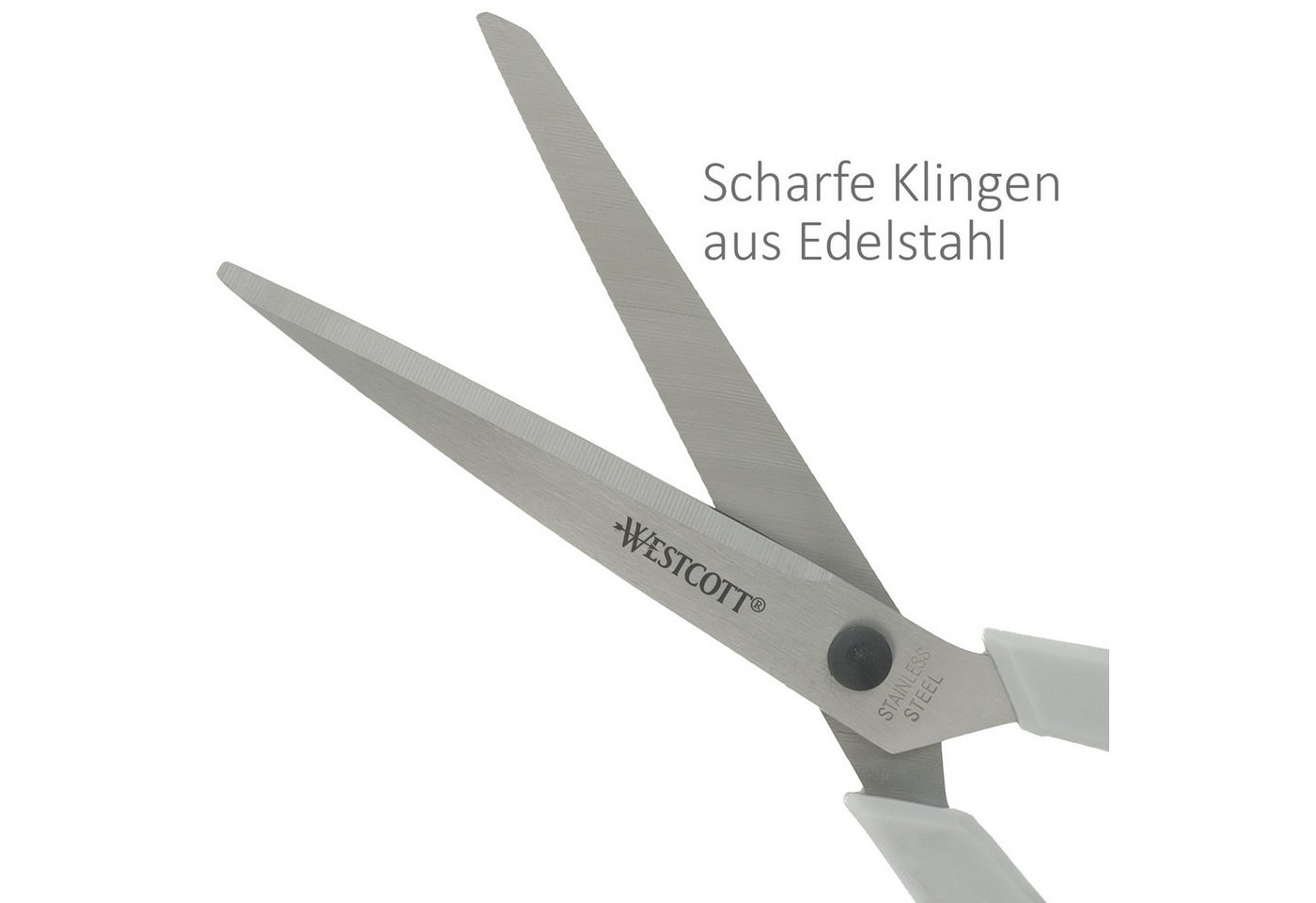 WESTCOTT Scheren-Set Easy Grip Scheren 3 Stück Grau, Universalscheren mit Komfort-Griff, (Vorteilspack, 3-tlg), Extrascharfe & langlebige Edelstahlklinge – Bild 4 von 5