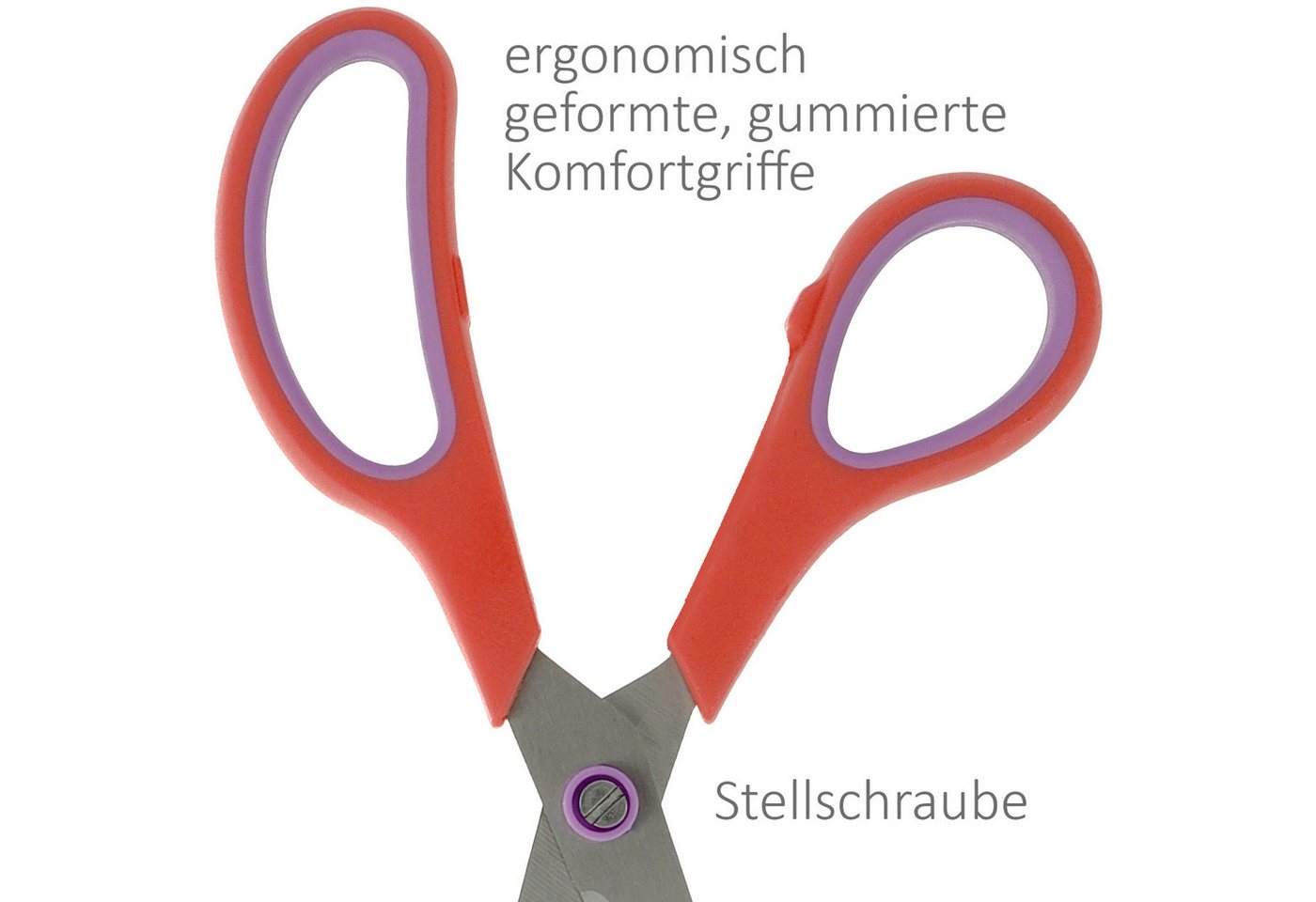 WESTCOTT Scheren-Set Easy Grip Scheren 3 Stück Rot, Universalscheren mit Komfort-Griff, (Vorteilspack, 3-tlg), Extrascharfe & langlebige Edelstahlklinge – Bild 5 von 5