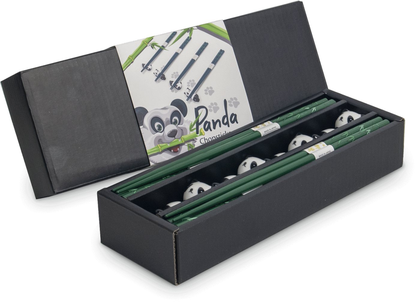 WestCraft Essstäbchen Essstäbchen Set Japan, 4 Paar Holz-Essstäbchen mit Keramik-Ablagen, Lucky Cat & Panda, Hochwertiges Chopstick-Set für Sushi – Bild 3 von 3