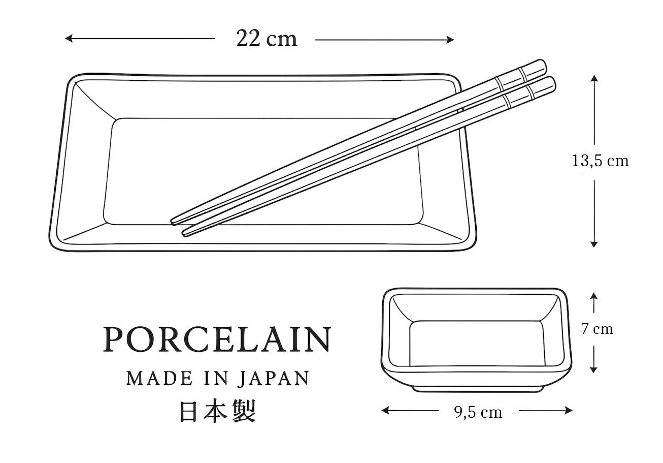 WestCraft Sushiteller SUSHI TELLER SET, Sushi Geschirr Set, Mehrteiliges Sushi-Set, (6 St), für 2 Personen Sushi-Teller, Schalen und Essstäbchen versch. Designs – Bild 3 von 5