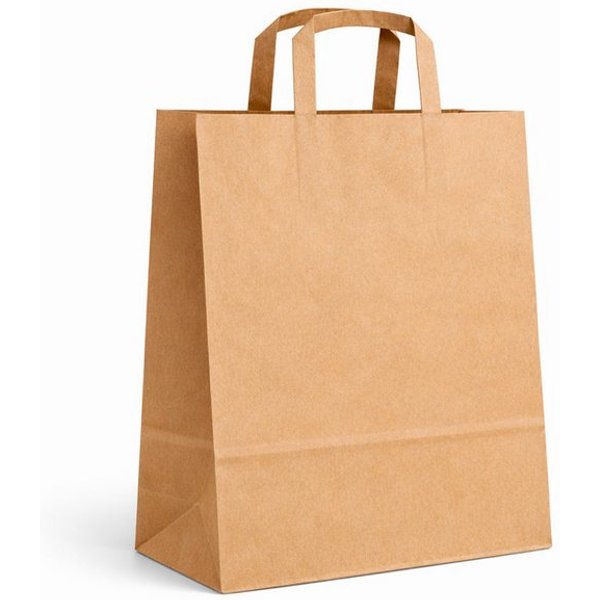 WestCraft Tragetasche Große Papiertragetaschen mit Tragegriff - Kraftpapier – stabil (Papiertüte, 200-tlg., mit Griff), Braune Kraftpapiertaschen für Einkauf & 