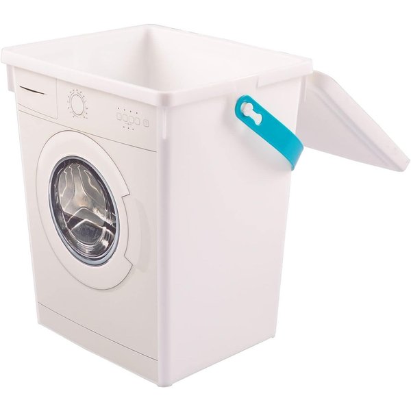 WestCraft Transportbehälter Waschpulverbox in Form einer Waschmaschine für Waschmittel, (1-St), Waschmittelbox, Eimer 5 Liter, Waschmitteldose, Waschmittelbehäl