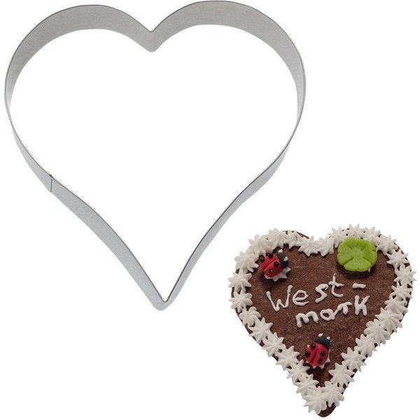 WESTMARK Ausstechform Herz, Groß, Inklusive Rezept, Lebkuchen-Ausstechform Herz, Edelstahl