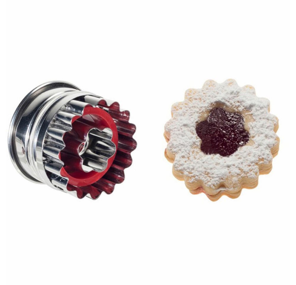 WESTMARK Ausstechform Linzer Keks-Ausstechform, Plätzchenstecher, Rosette, Mit Auswerfer, Edelstahl, spülmaschinengeeignet – Bild 2 von 3