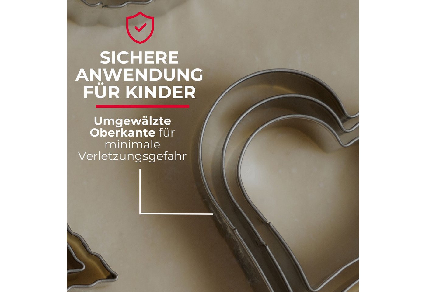 WESTMARK Ausstechform Terrassenkeks-Set Herz, Klein, 3-teilig, Größen: ø 2,3,4 cm, Edelstahl, dreiteilig, spülmaschinengeeignet, sehr scharfe Schneidkante – Bild 3 von 5