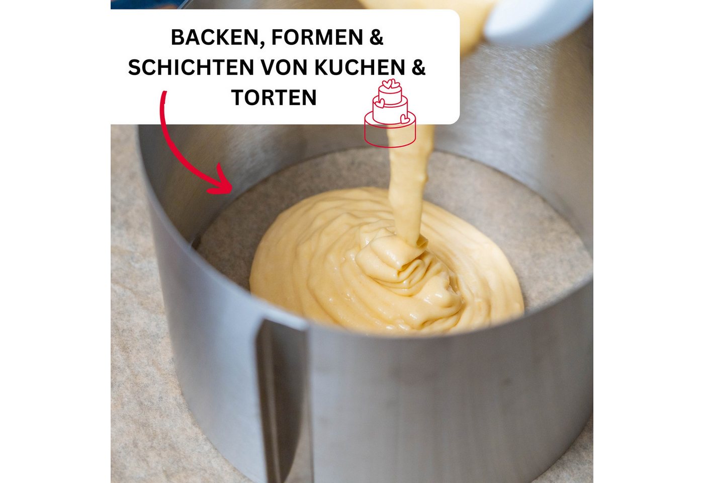 WESTMARK Backform Extra hoch: 15 cm, Ø 16 - 30 cm, Mit Skala, Rostfreier Edelstahl – Bild 2 von 5