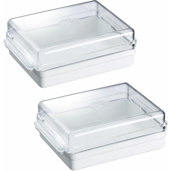 WESTMARK Butterdose 2 Stk., Kunststoff, Traditionell, Weiß/Transparent, Kühlschrank-Butter, PS