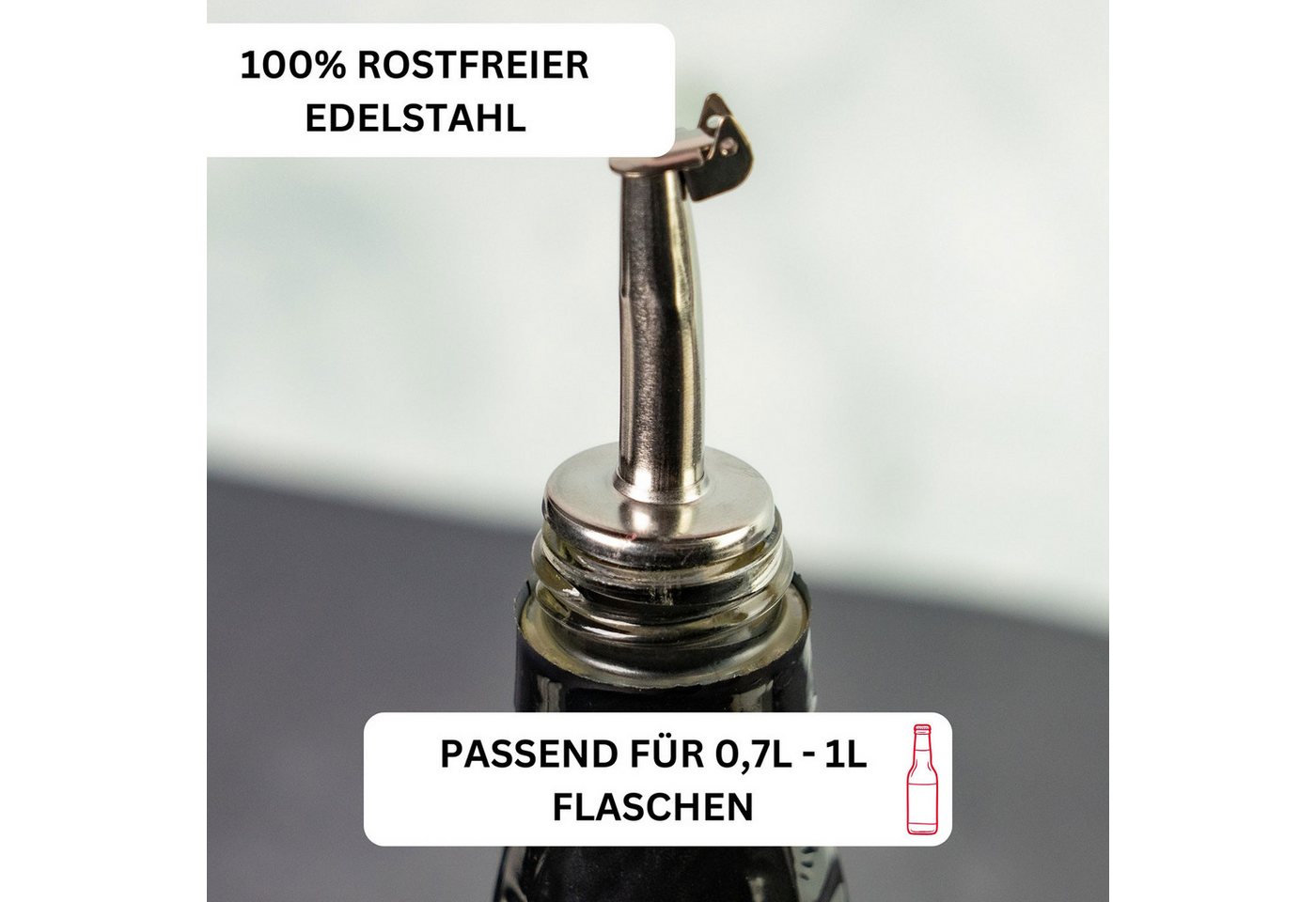 WESTMARK Flaschenausgießer 2 Stk., »Inox Gastro«, PE-Kork, mit Metallkläppchen und Luftröhrchen – Bild 3 von 5
