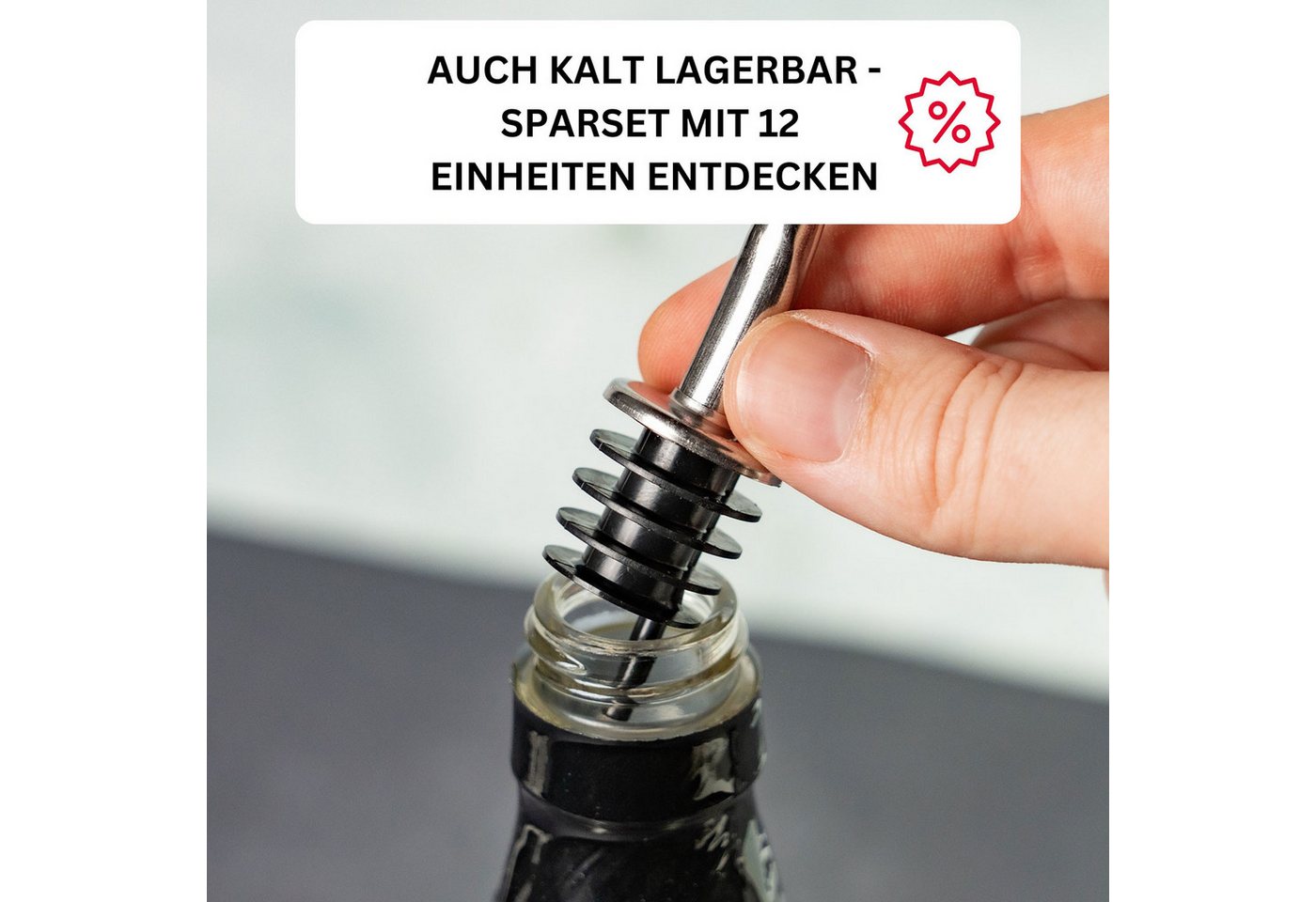 WESTMARK Flaschenausgießer 2 Stk., »Inox Gastro«, PE-Kork, mit Metallkläppchen und Luftröhrchen – Bild 5 von 5