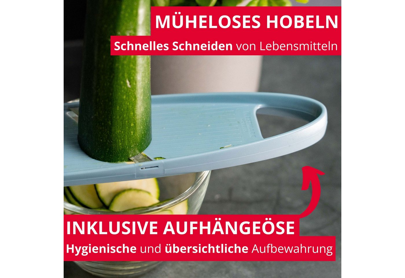 WESTMARK Gemüsehobel Hobelix, Kunststoff/Rostfreier Edelstahl, Blau, 117022EB, ABS, Edelstahl – Bild 2 von 5