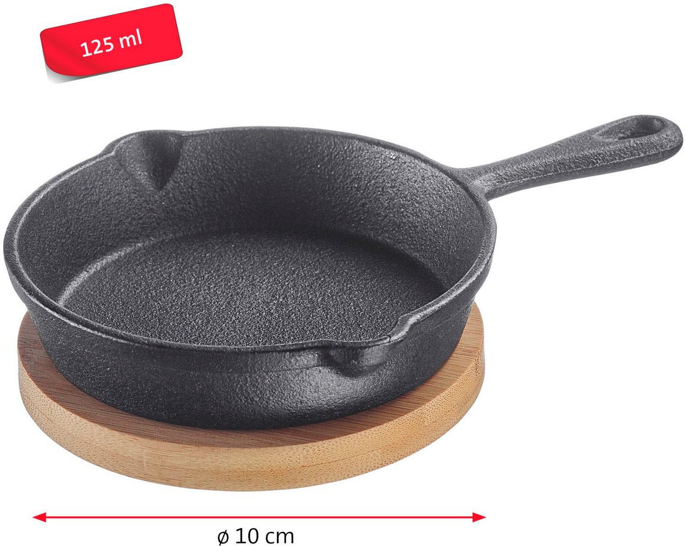 WESTMARK Grillpfanne Tapas + Friends, kleine Gusseisenpfanne, Gusseisen, 125 ml, inkl. Bambus-Untersetzer – Bild 2 von 5
