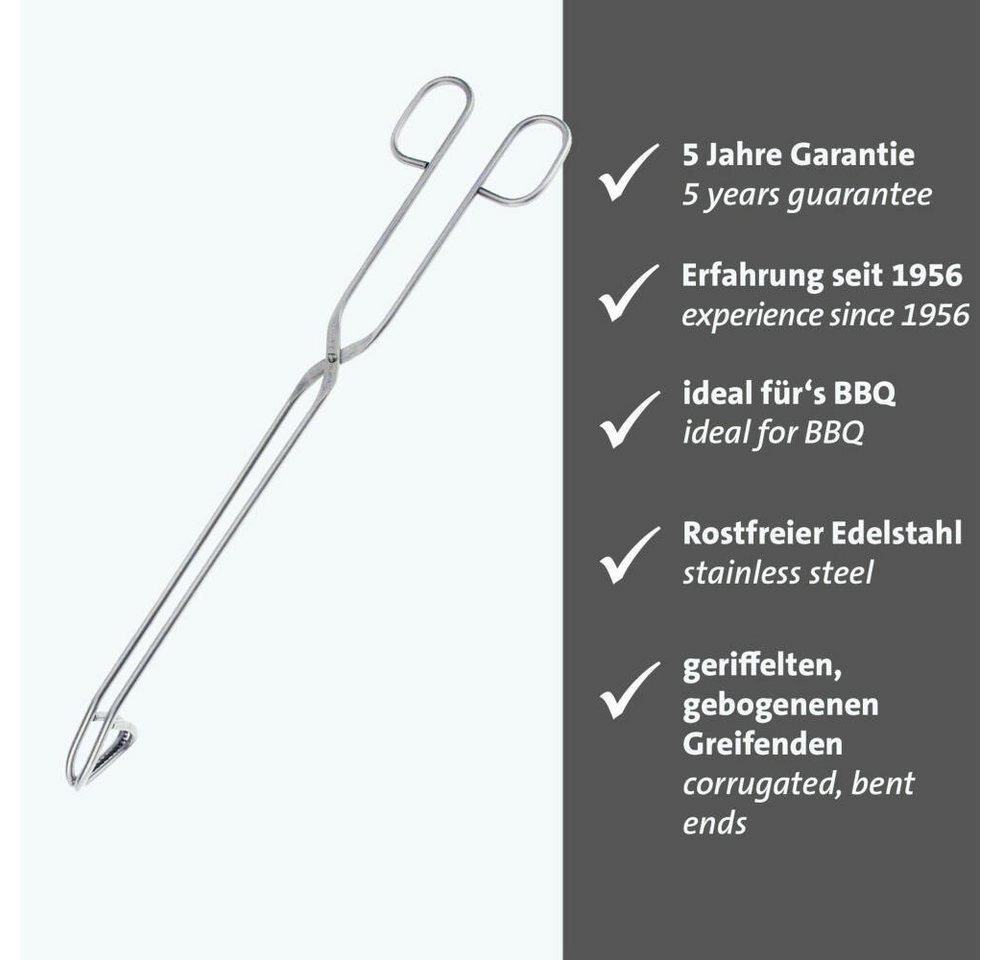 WESTMARK Grillzange /Bratenzange, Rostfreier Edelstahl, Länge: 37,2 cm, Silber – Bild 2 von 4